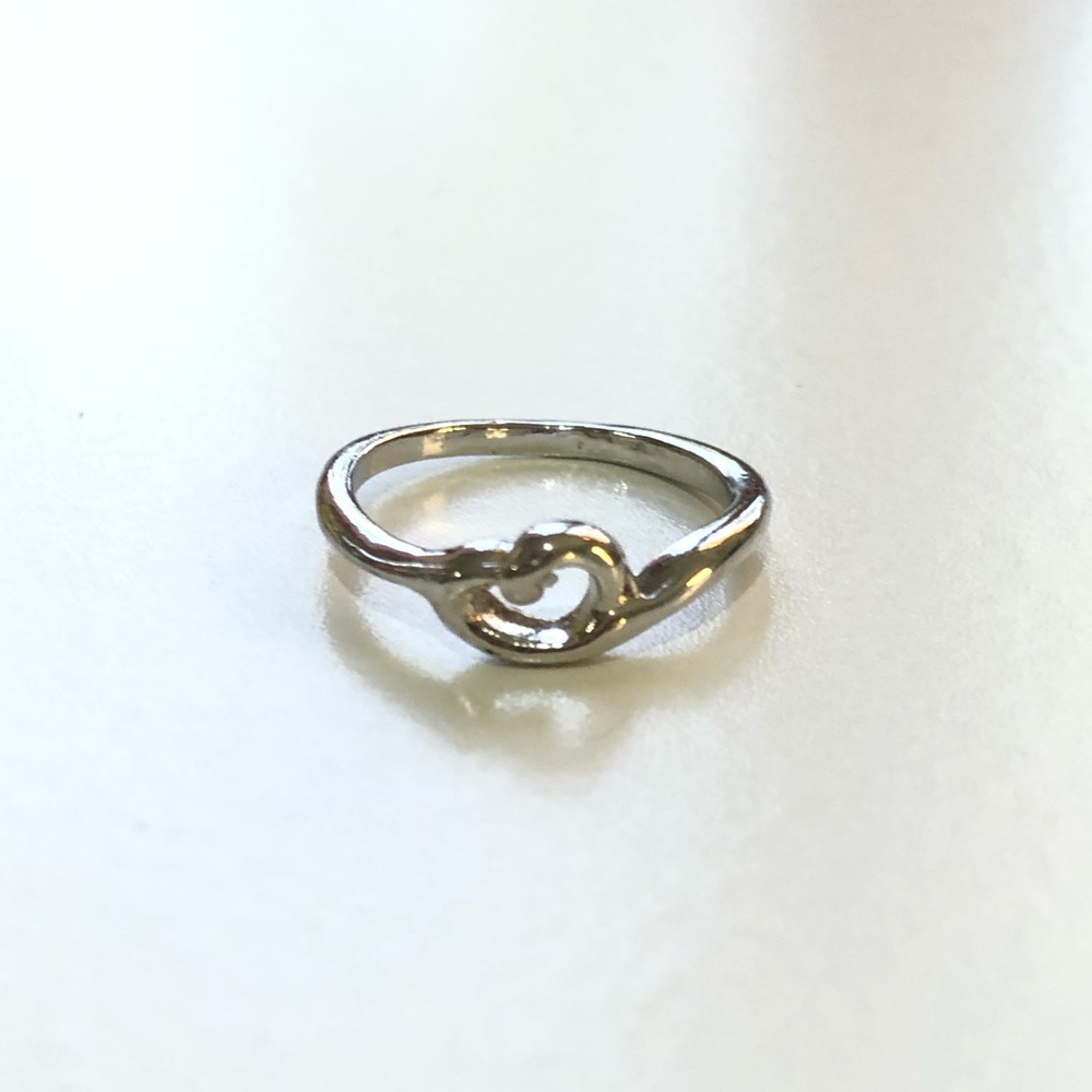 Silver-toned open heart ring